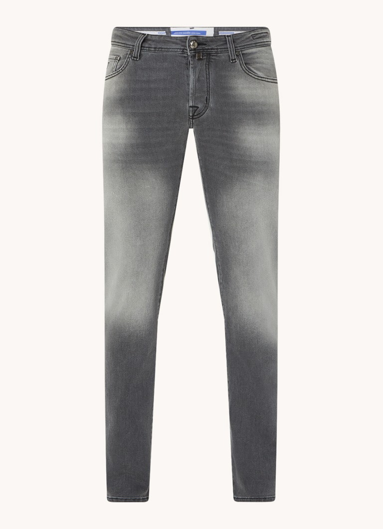 Blugi slim fit Nick de la Jacob Cohen, cu efect uzat.