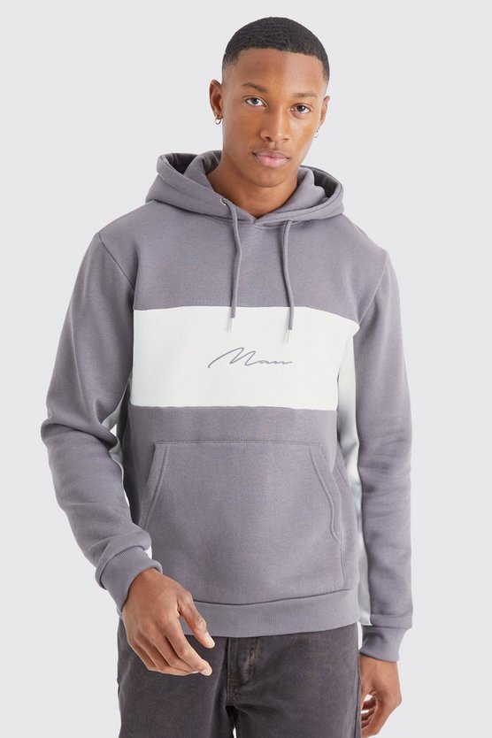 Slim-Fit Man Signature Colorblock Hoodie