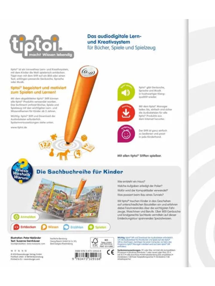 Ravensburger tiptoi® Wieso? Weshalb? Warum? Komm mit auf die Baustelle günstig kaufen onesize