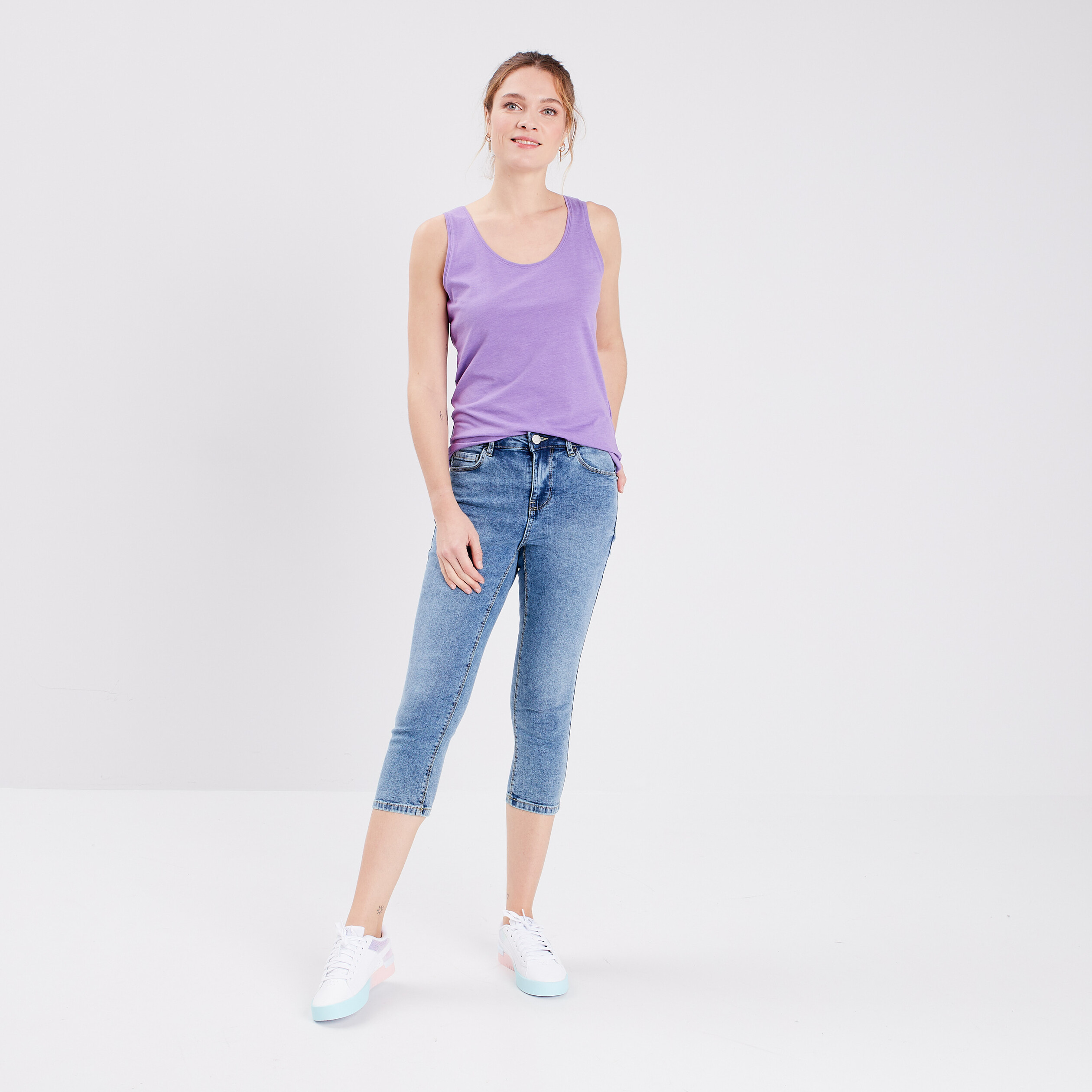Pantacourt slim bleu foncé femme | La Halle