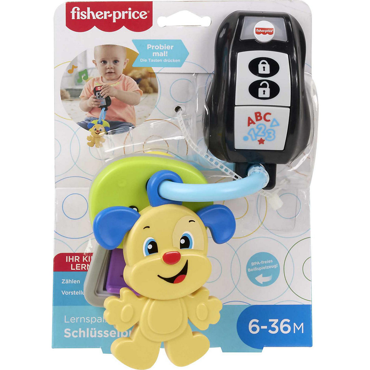 Fisher-Price Lernspaß Baby Schlüsselbund mit Licht und Geräuschen, Lernspielzeug
