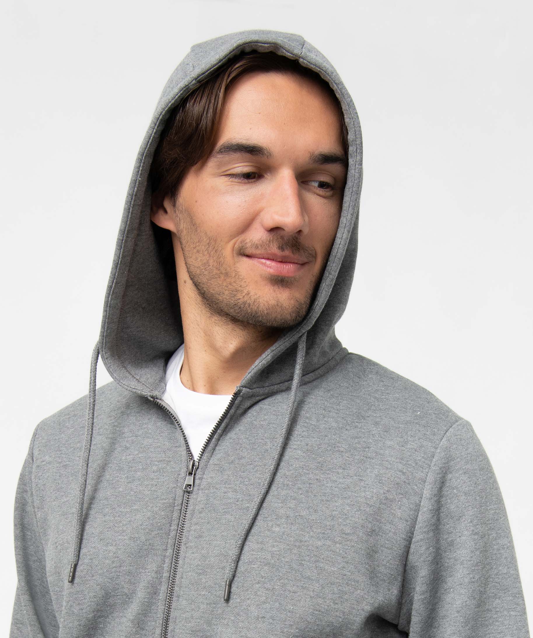 Sweat zippé à capuche homme gris | GEMO