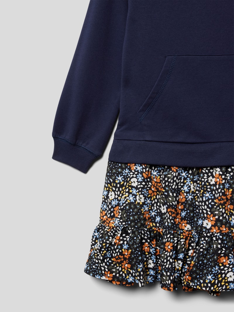 Minikleid mit ausgestellter Rockpartie in marineblau