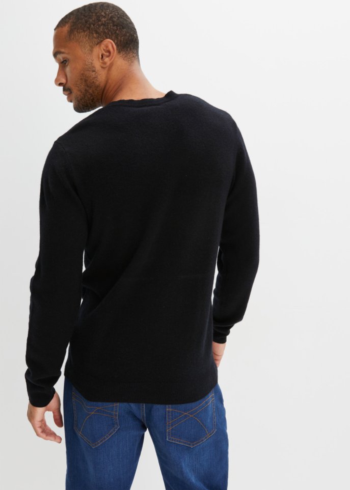 Premium Woll-Pullover mit Good Cashmere Standard®-Anteil, V-Ausschnitt