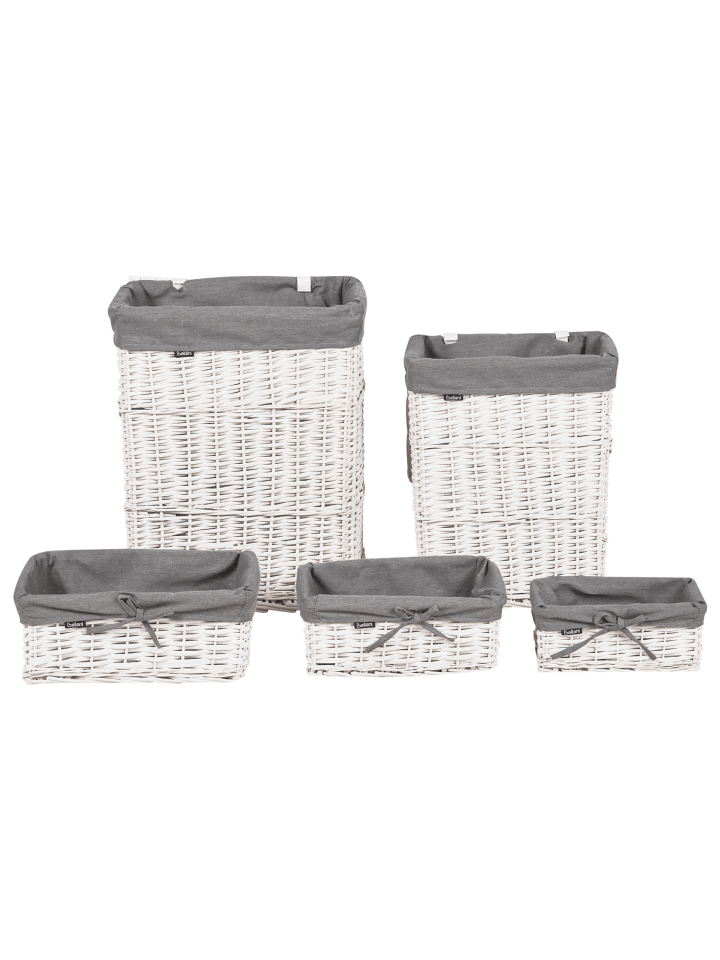 Beliani 1er-Set Wäschekörbe ELLA in Grau/Weiß günstig kaufen onesize