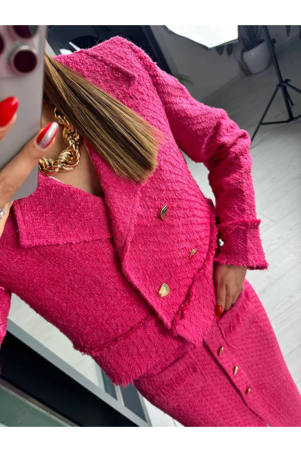 Laluvia  Fuchsia Design Tuvid-Anzug mit Quasten und Schlitz