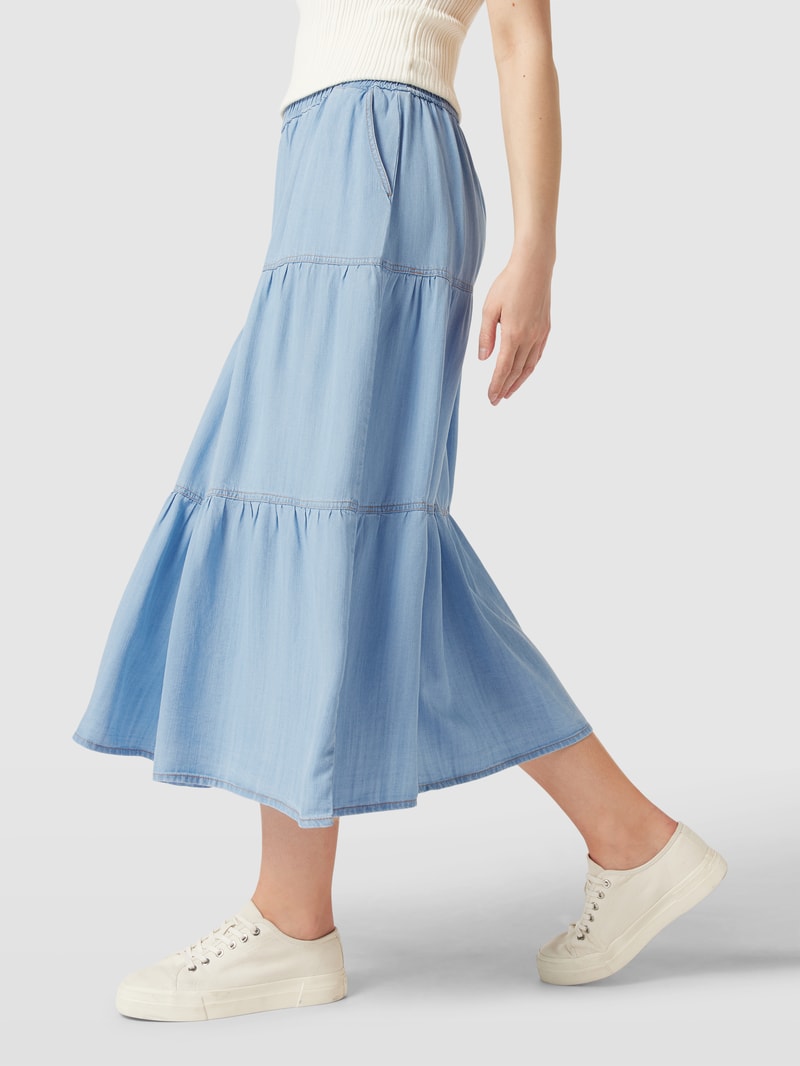 Midirock im Stufen-Look Modell 'Lana' in hellblau