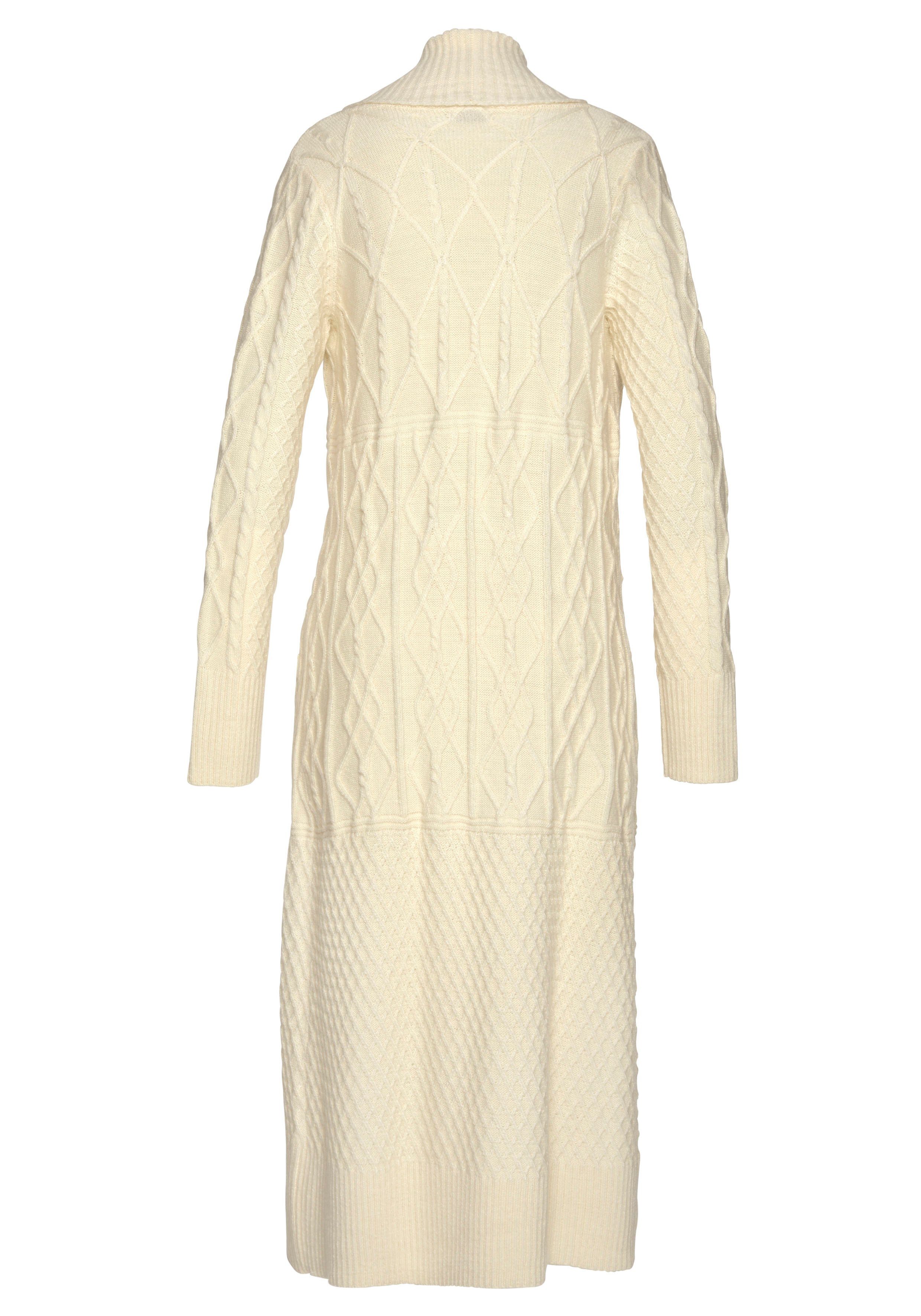 LASCANA Longstrickjacke in extralanger Form mit Ajourmuster