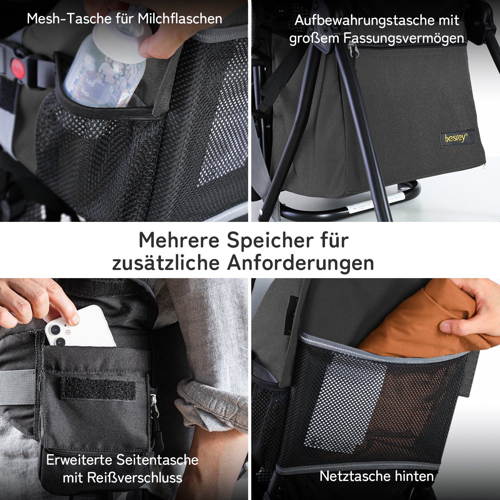 besrey Rückentrage faltbare Babytrage für Reisen, wasserdichte Rucksacktrage, bis zu 25kg, mit Aufbewahrungstasche