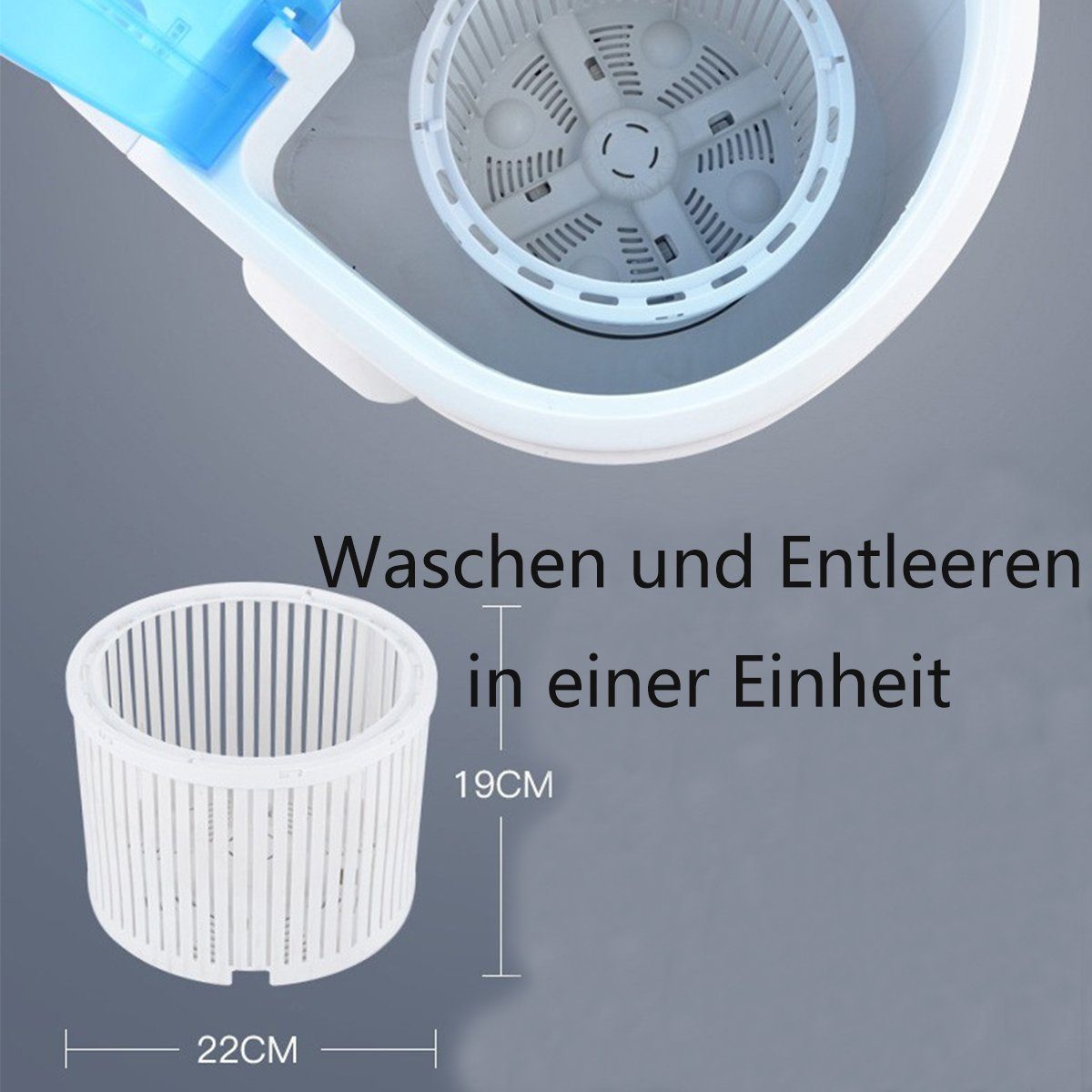 autolock Wäscheschleuder Mini Waschmaschine Wäscheschleuder bis 3 KG Toploader, Tragbarer Camping Waschautomat für Singles, Himmelblau