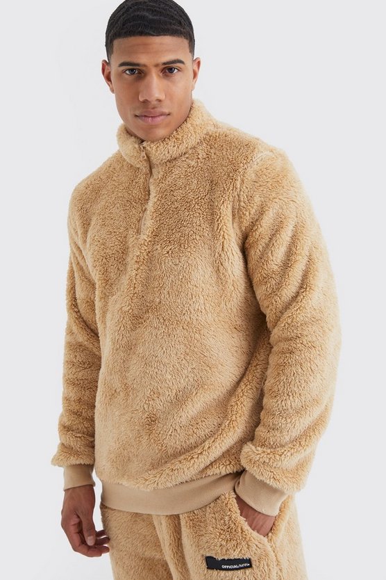 Oversize Borg-Sweatshirt mit Trichterkragen