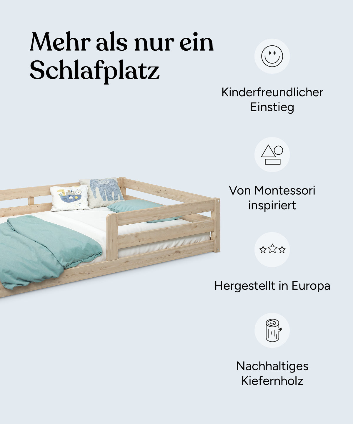 Bodenbett Kiefer K3 Natur