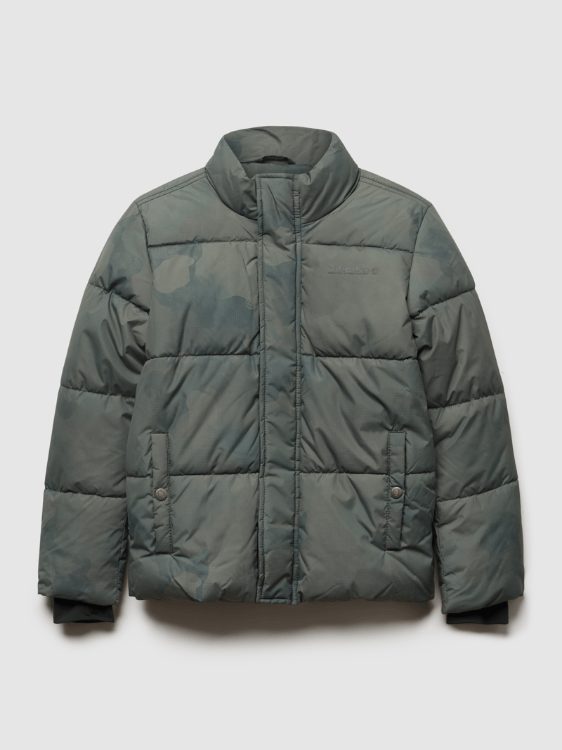 Steppjacke mit Label-Print in khaki