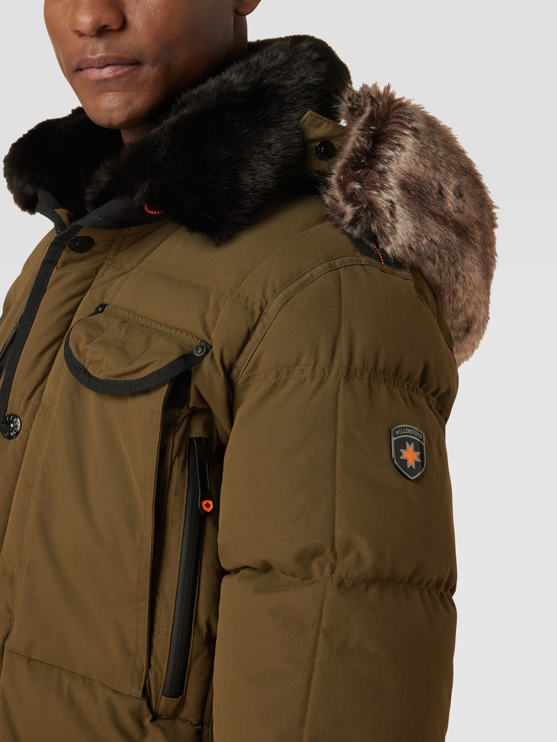 Steppjacke mit Kunstpelzkragen Modell 'MARVELLOUS' in olivgrün