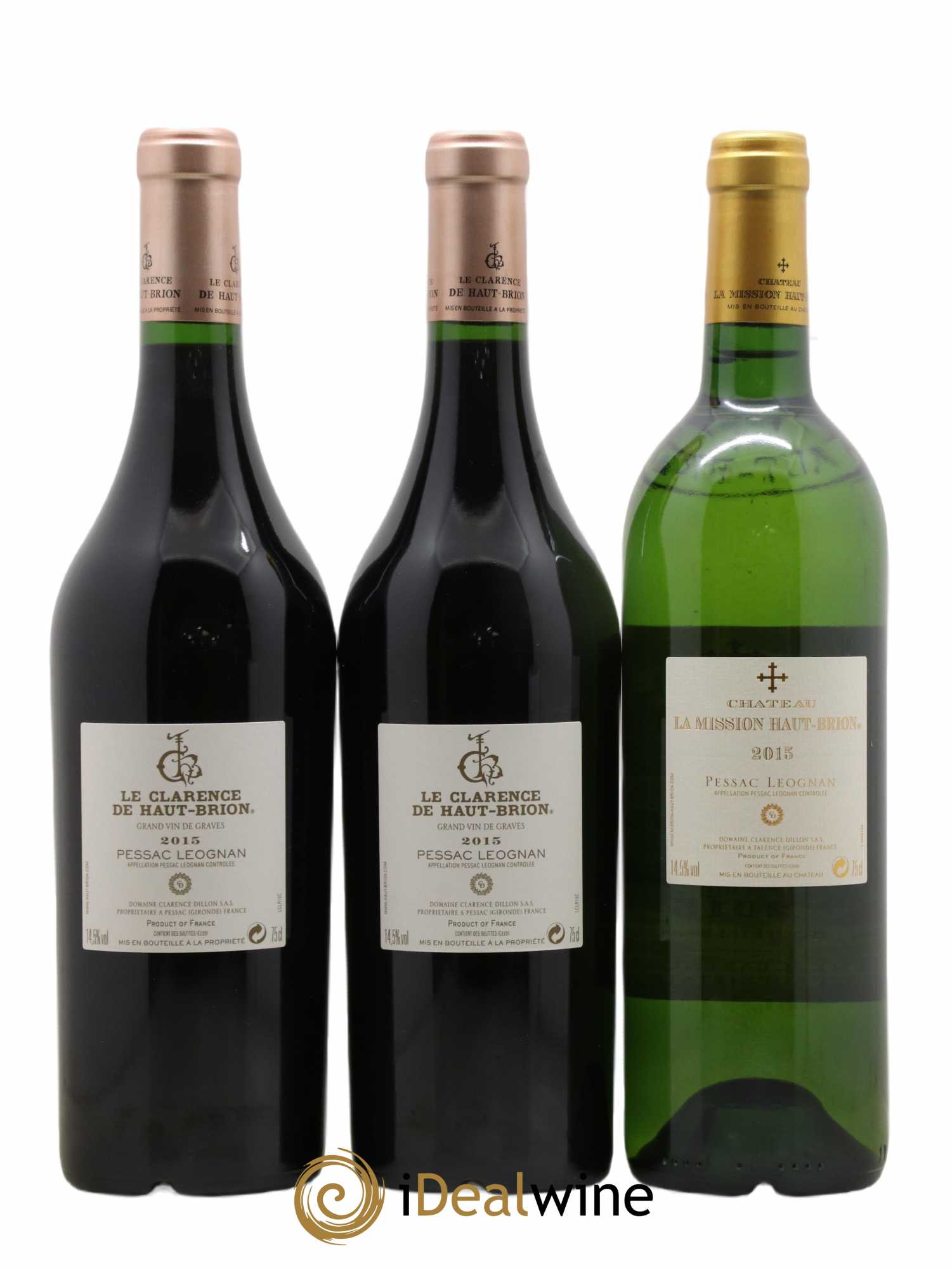 Assortiment Domaines Clarence Dillon 3 Haut brion 3 mission 2 clarence 2 chapelle 1 haut brion blanc 1 Mission blanc 2015 - Lot de 12 Bouteilles