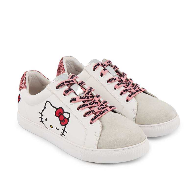 Baskets en cuir simone hello kitty glitter rose