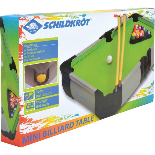 TISCHSPIEL SCHILDKRÖT MINI BILLIARD TISCH, KLEINER BILLARDTISCH MIT 2 QUEUES, 16 BILLARDK