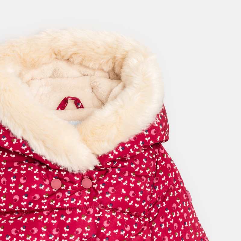Manteau matelassé doublé fleuri rose bébé fille