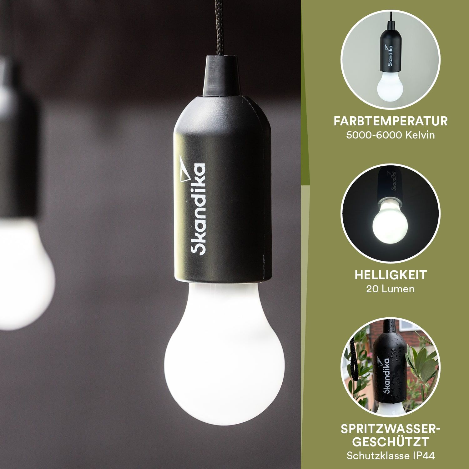 Skandika Narvik 4er-Set LED-Campinglampe