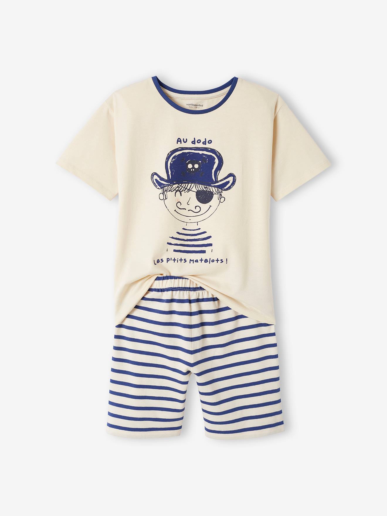 Pyjashort garçon capsule nuit famille marin écru