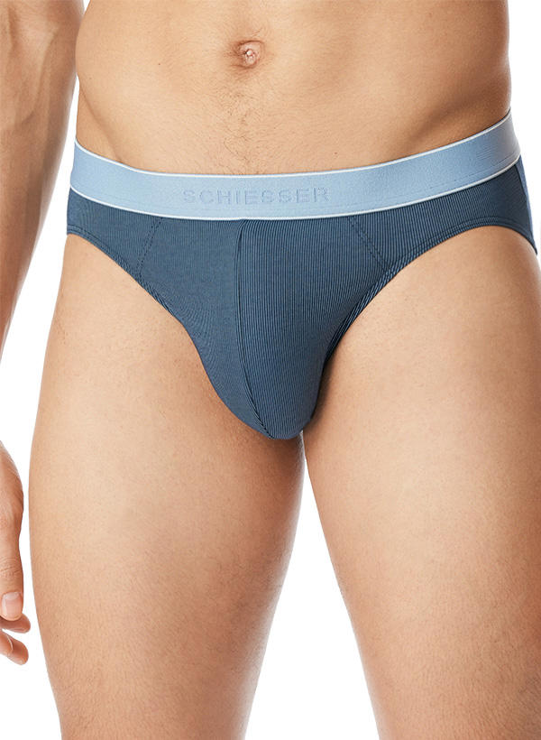 Schiesser, Slip, Baumwolle-Modal, jeansblau gestreift