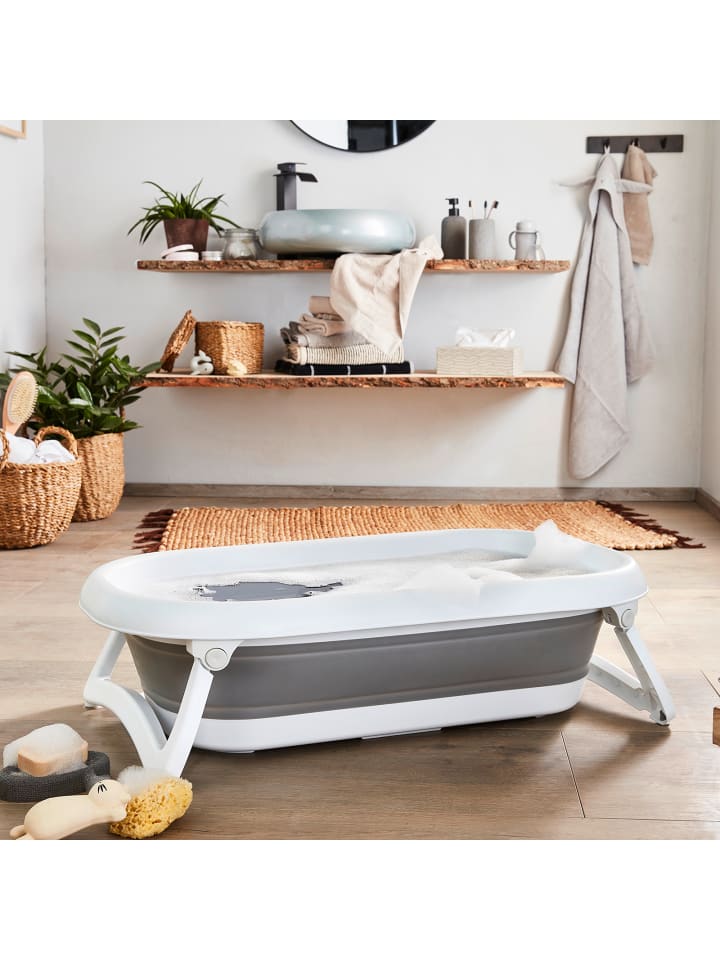 Rotho Babydesign Platzsparende Babywanne mit hitzeempfindlichem Stöpsel in stone grey günstig kaufen onesize