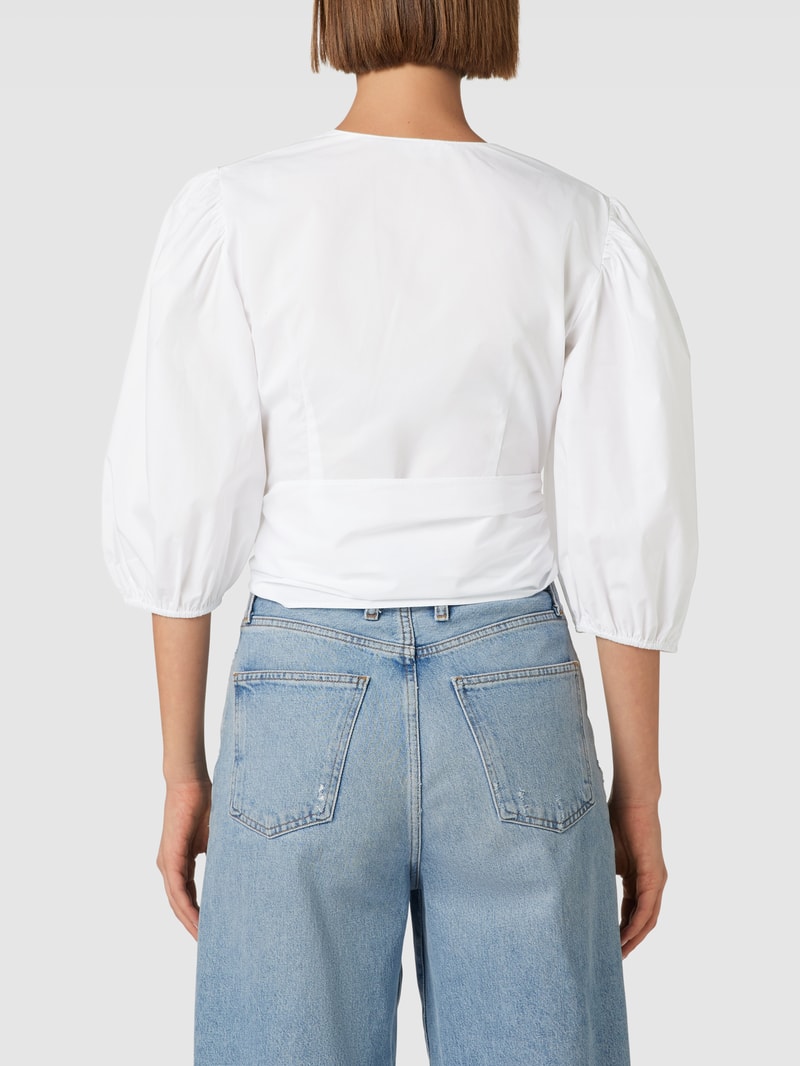 Cropped Hemdbluse mit Schleifen-Detail in weiß