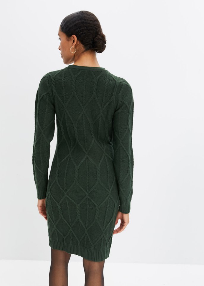 Strickkleid mit Zopfmuster