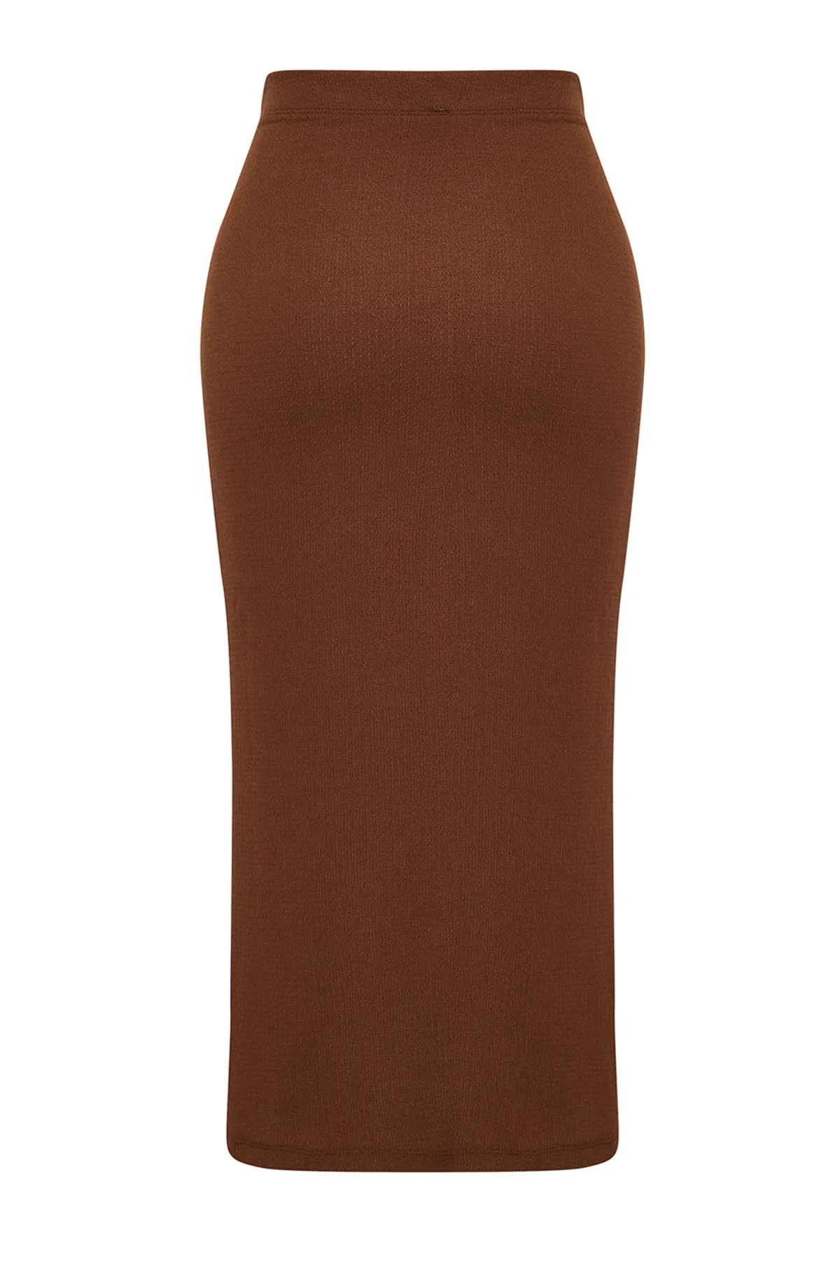 Trendyol Curve  Brauner Strickrock mit Schlitz TBBSS24AZ00013