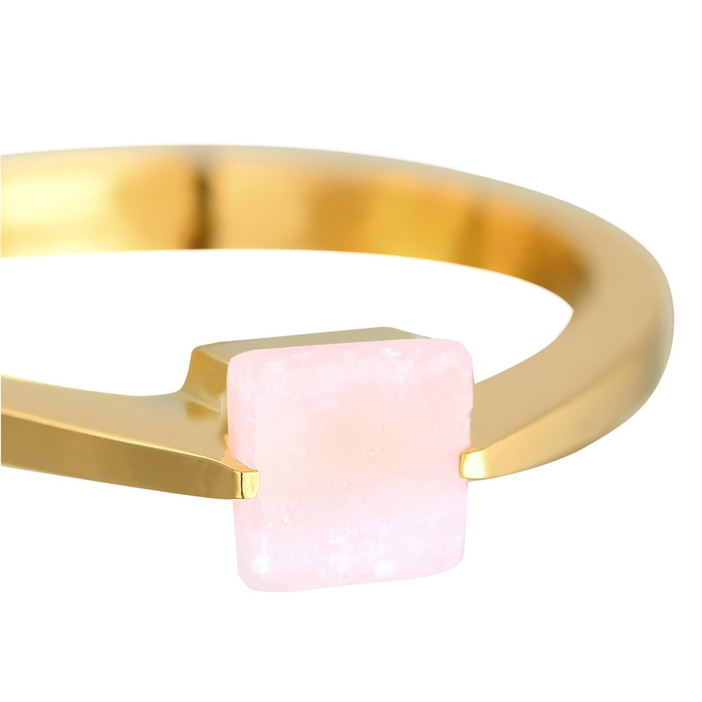 Elli PREMIUM Elli PREMIUM Bague Femme carré solitaire avec pierre précieuse de quartz en argen Bague