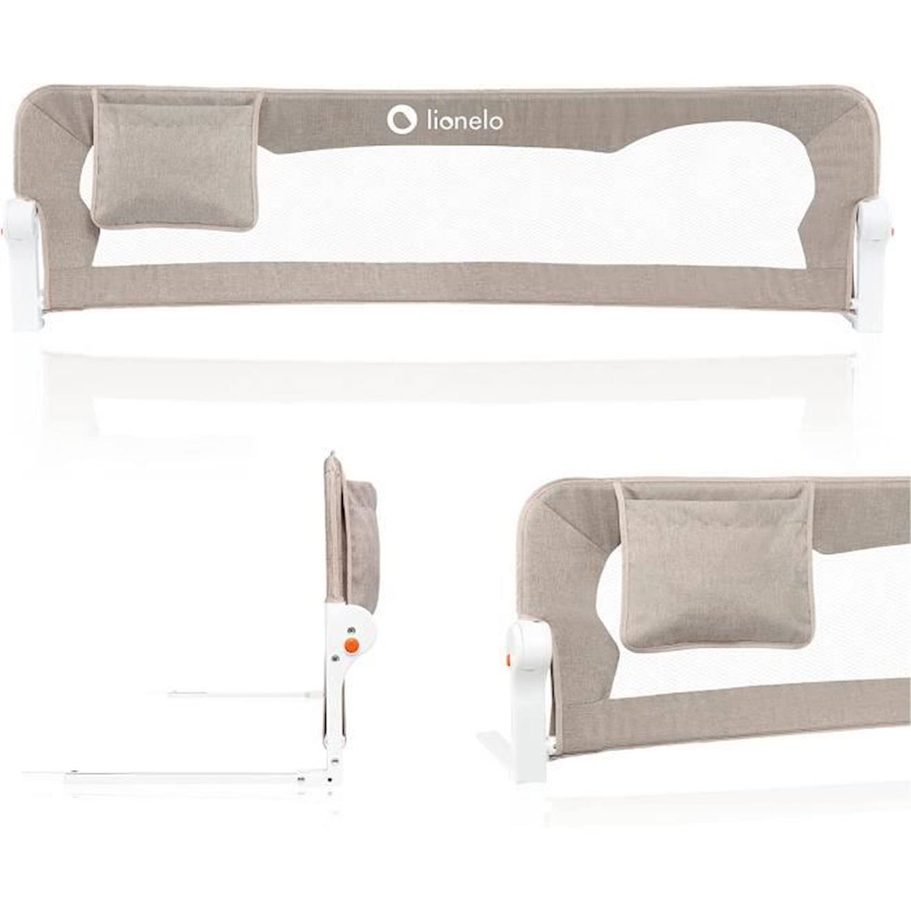 LIONELO Barrière de lit bébé Eva protection anti-chute 150cm filet aéré pliable
