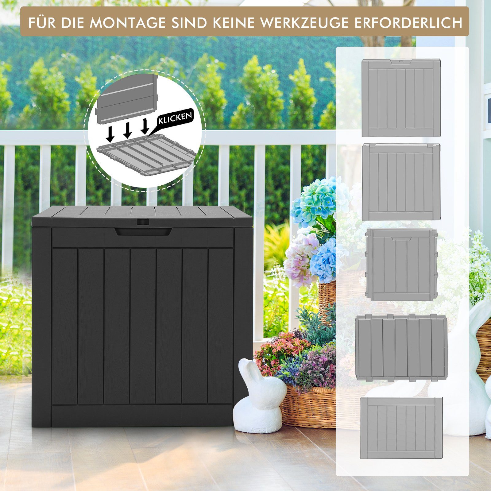 COSTWAY Auflagenbox 114L Truhe, mit Griffen, 56 x 43 x 53 cm