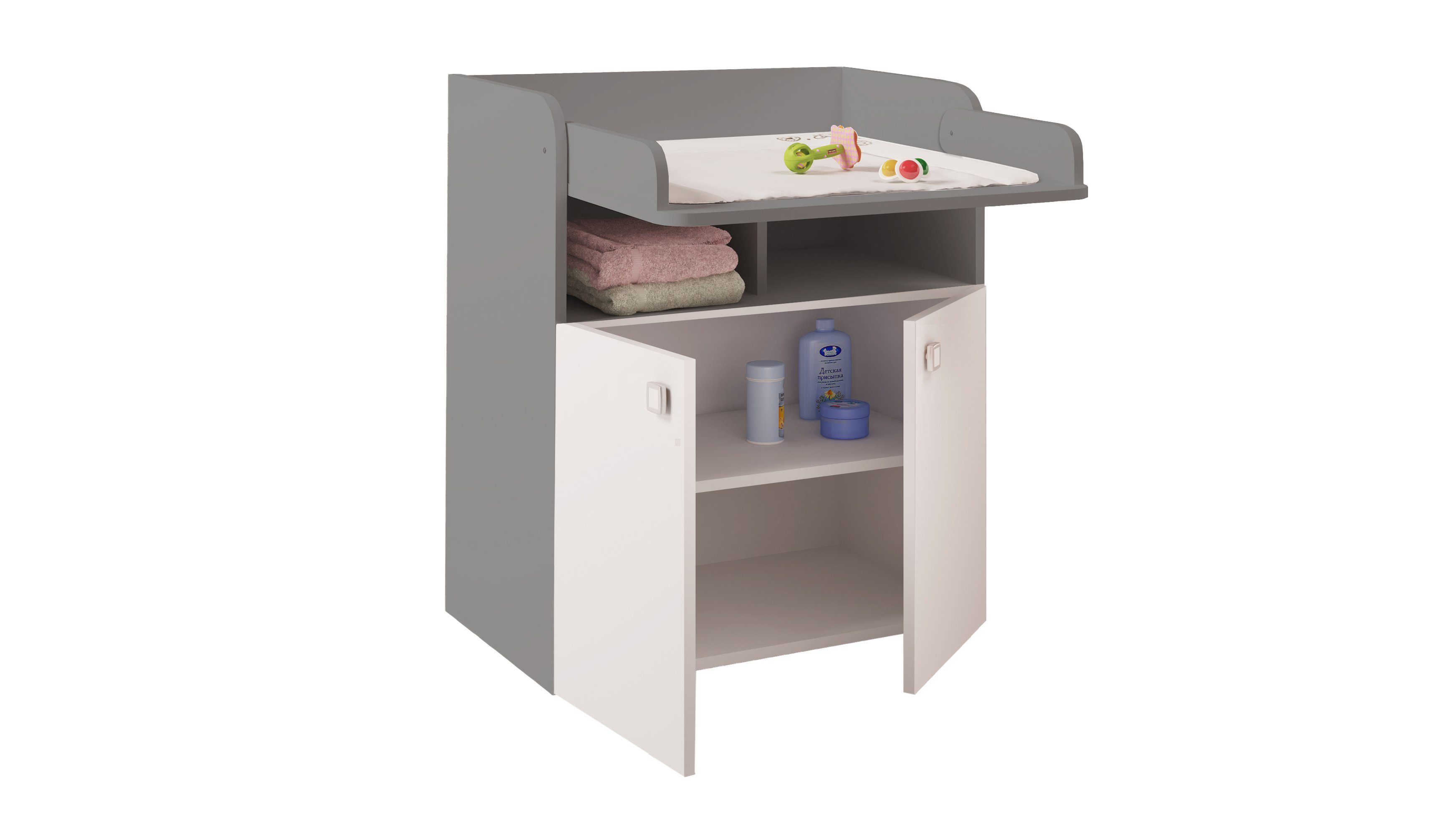Polini kids Wickelkommode Polini Kids Baby Wickelkommode Wickeltisch Simple grau-weiß, klappbare Wickelfläche