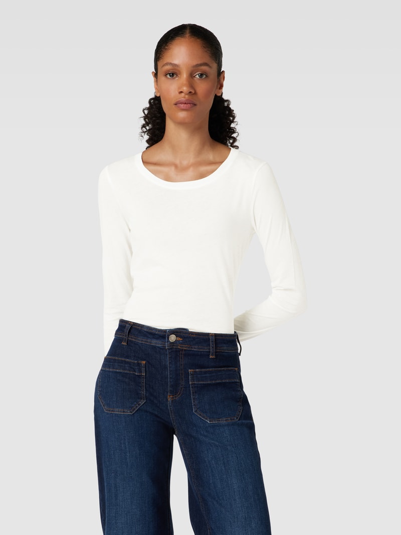 Longsleeve mit Rundhalsausschnitt Modell 'ENRICCAA SOFT' in offwhite