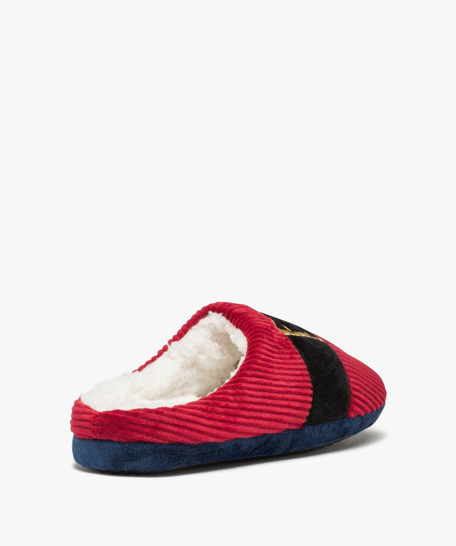 Chaussons homme mules en velours Père Nol rouge fonce | GEMO