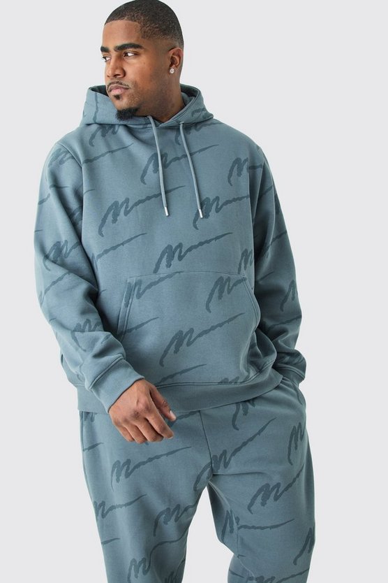 Plus Man Signature Hoodie-Trainingsanzug mit Print