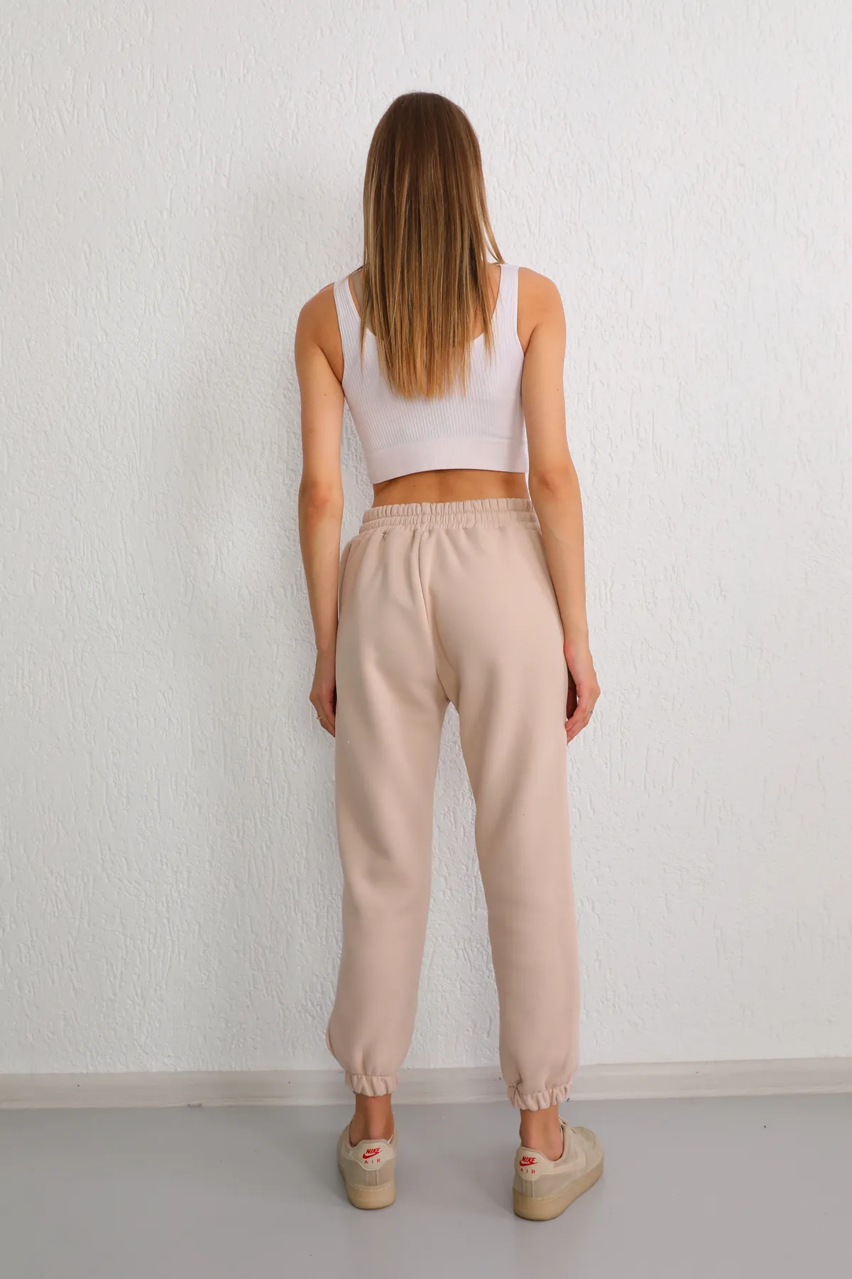 BİKELİFE  Beige Jogginghose aus Lycra mit hoher Taille
