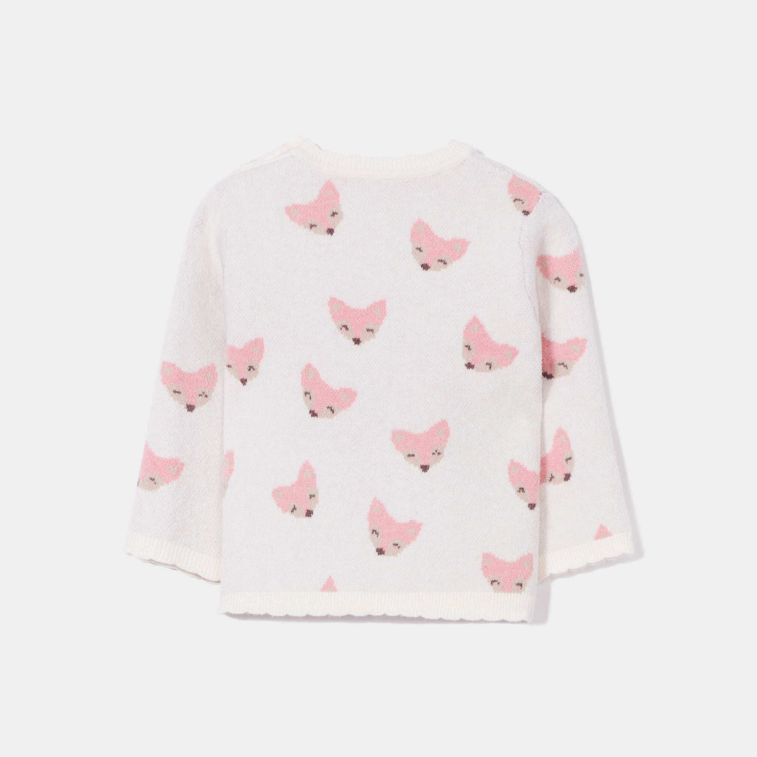 Pull boutonné bord festonné Creeks creme bébé fille | La Halle