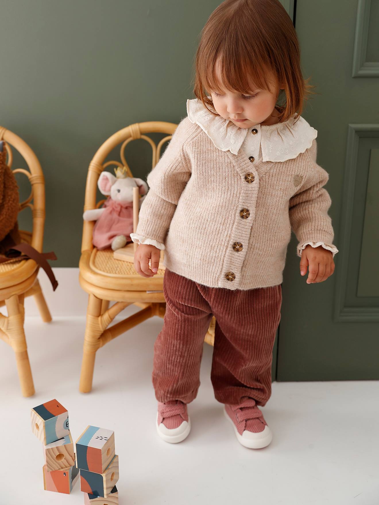 Gilet bébé en côtes perlées lilas