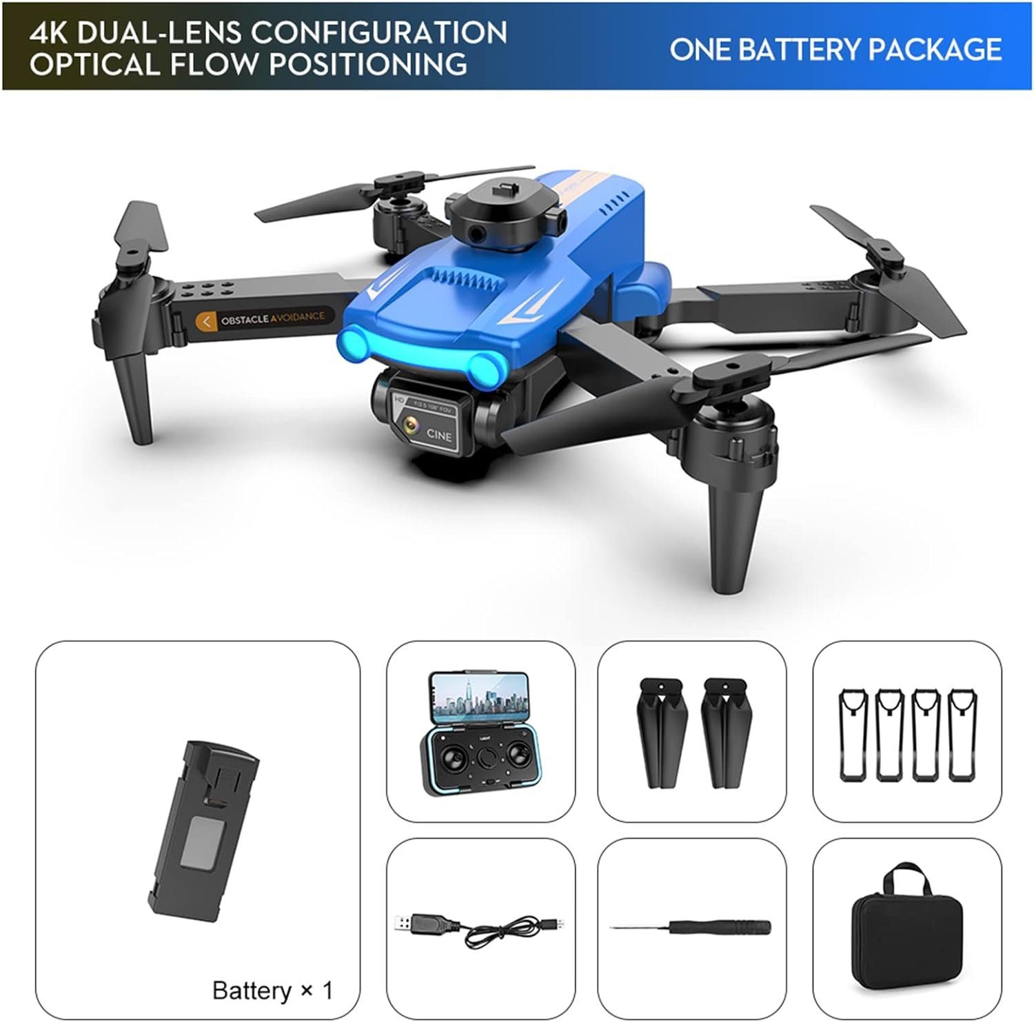 Goolsky LSRC XT2 RC Drohne (4096*2160P, mit 4K WIFI Daul 2,4G Hinderniserkennung in Vier Richtungen, Präzisionsnavigation,vielseitiger für spektakuläres 10Minuten Flugzeit)