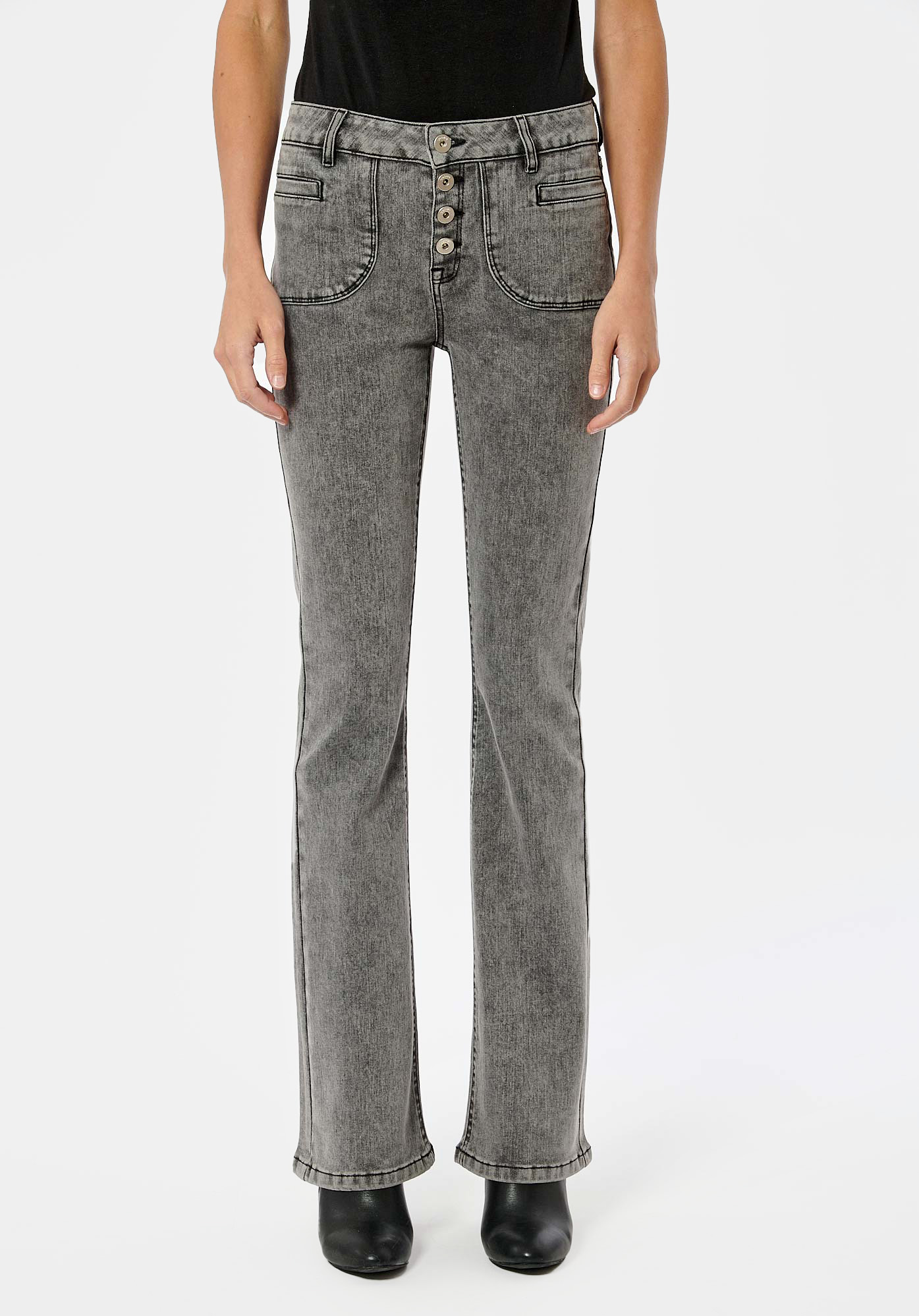 LUCKY  Jean bootcut gris Femme