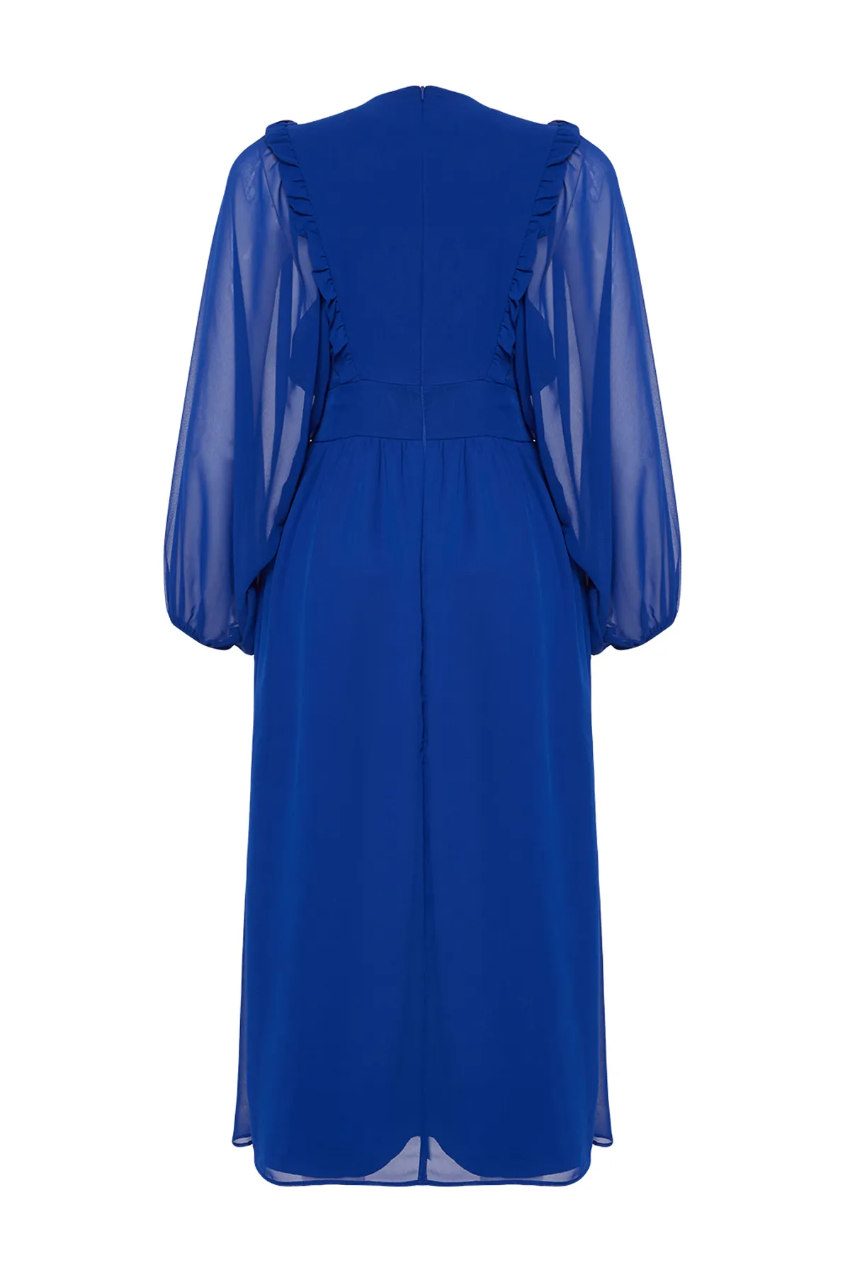 Trendyol Modest  Saks Minimal gemustertes, gefüttertes Chiffon-Gewebekleid TCTSS24EB00035