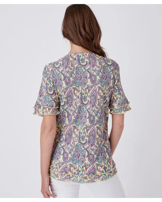 Tee-shirt maille plissée esprit volants