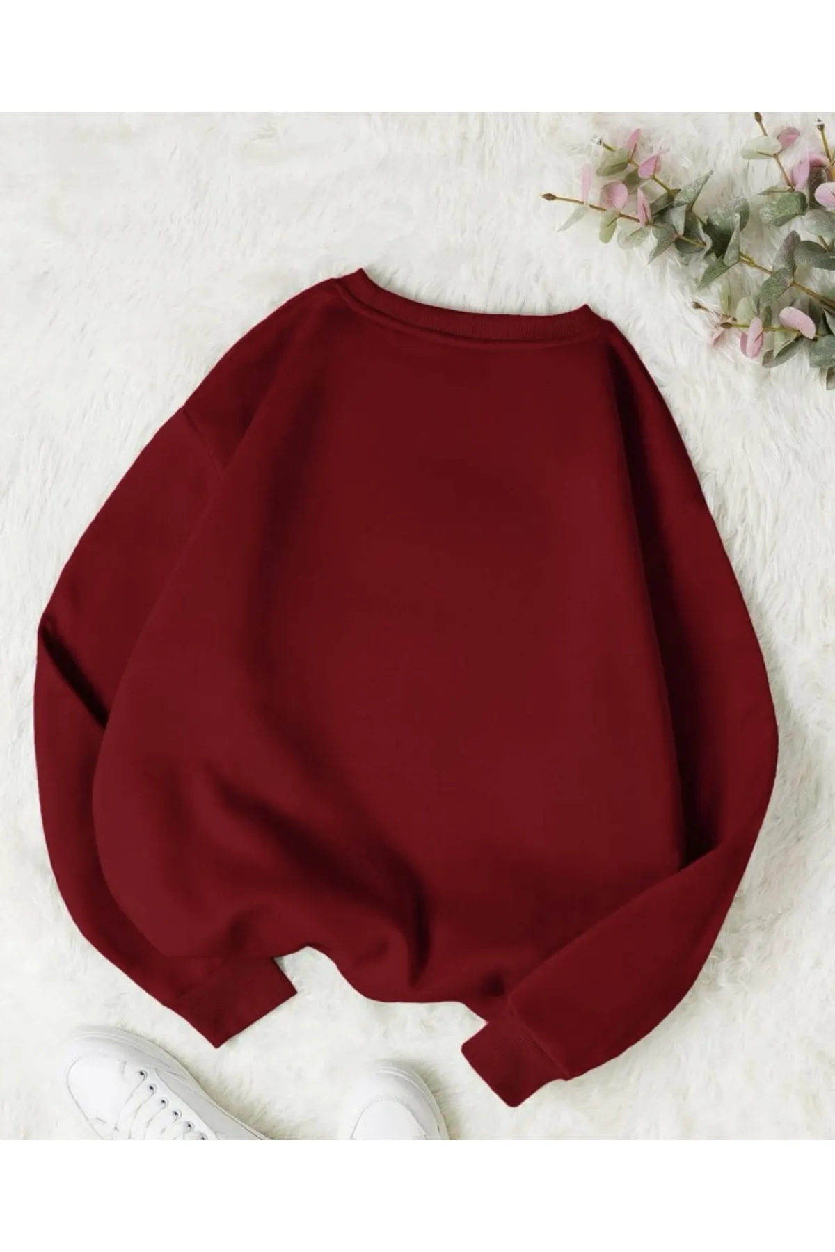 MOONBULL  Burgunderrotes, übergroßes Unisex-Sweatshirt mit Bronklyn-Aufdruck