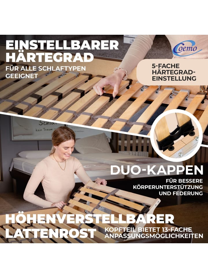 Coemo 2 x Lattenrost Kopfteil verstellbar 90x200 cm in Natur günstig kaufen onesize