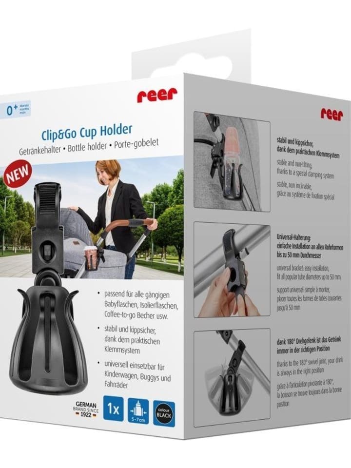 Reer Clip&Go Cup Holder Getränkehalter in Schwarz ab 0 Monate günstig kaufen onesize
