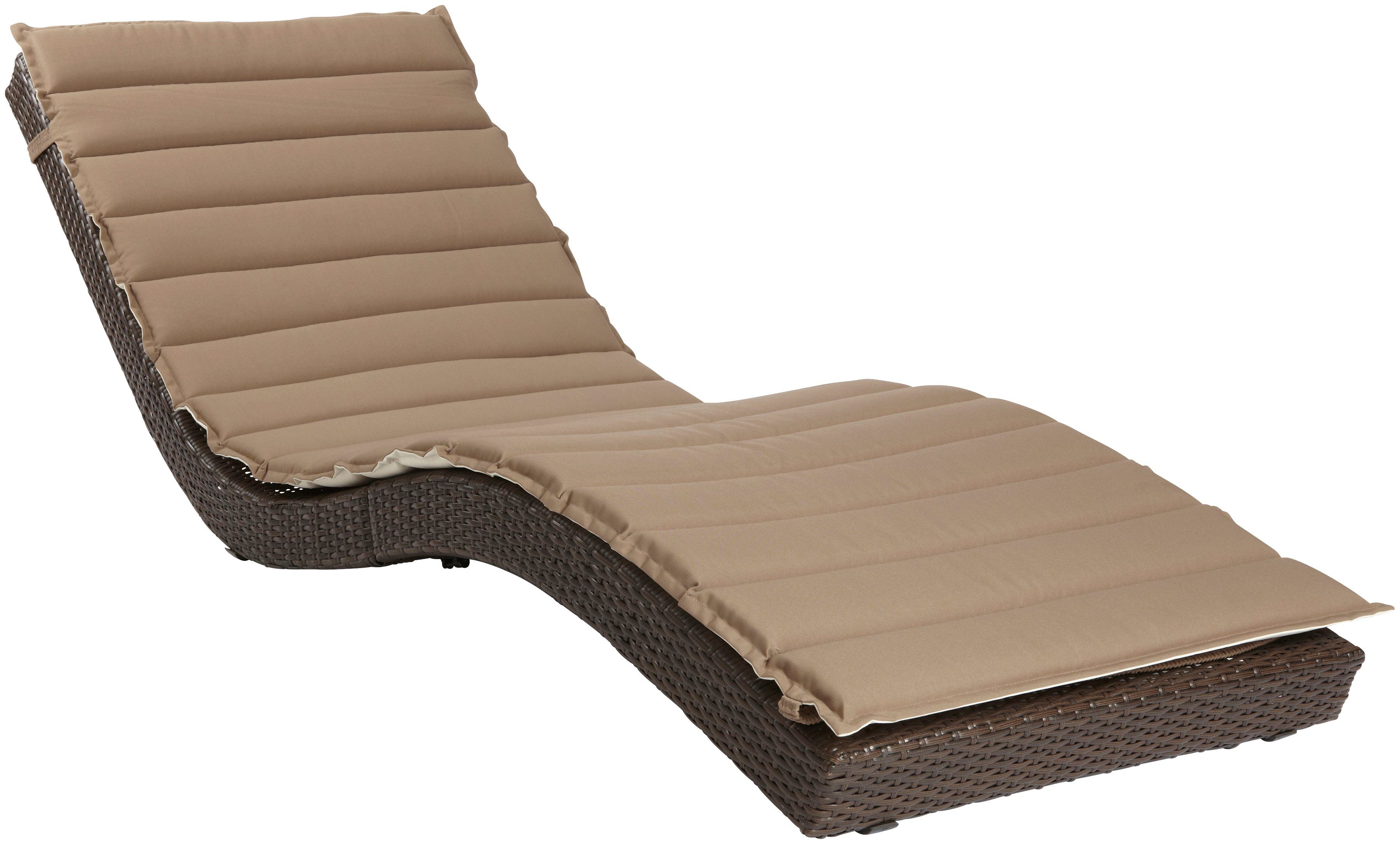MERXX Gartenliege Piacenza, Polyrattan, braun, inkl. Wendeauflage