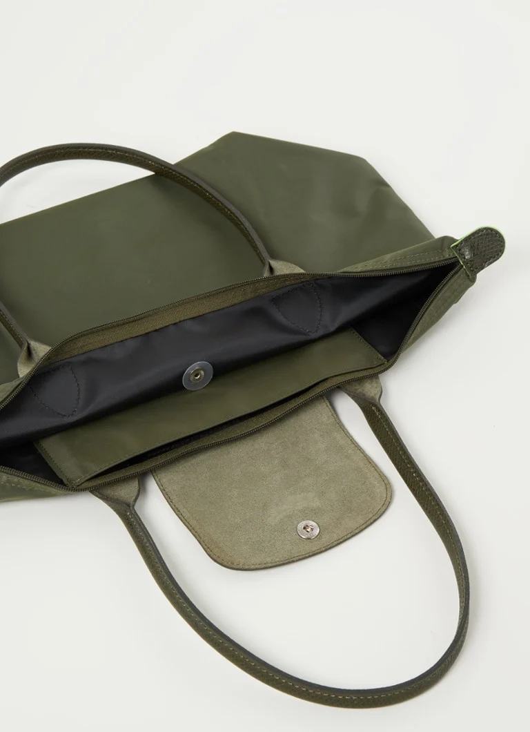 Longchamp Le Pliage Vihreä olkalaukku S nahkayksityiskohdilla