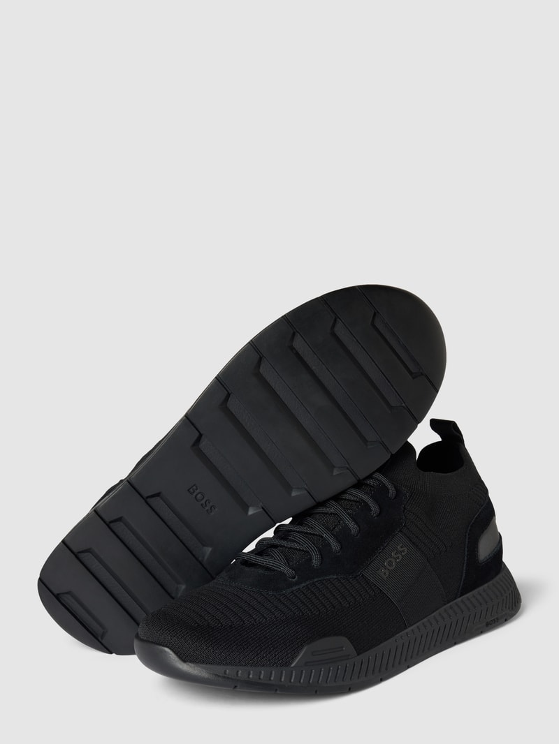 Sneaker aus Leder-Mix Modell 'Titanium' in schwarz