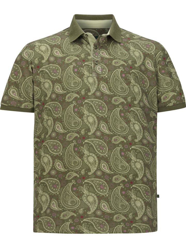 Charles Colby Poloshirt EARL SUITBERT in khaki gemustert günstig kaufen
